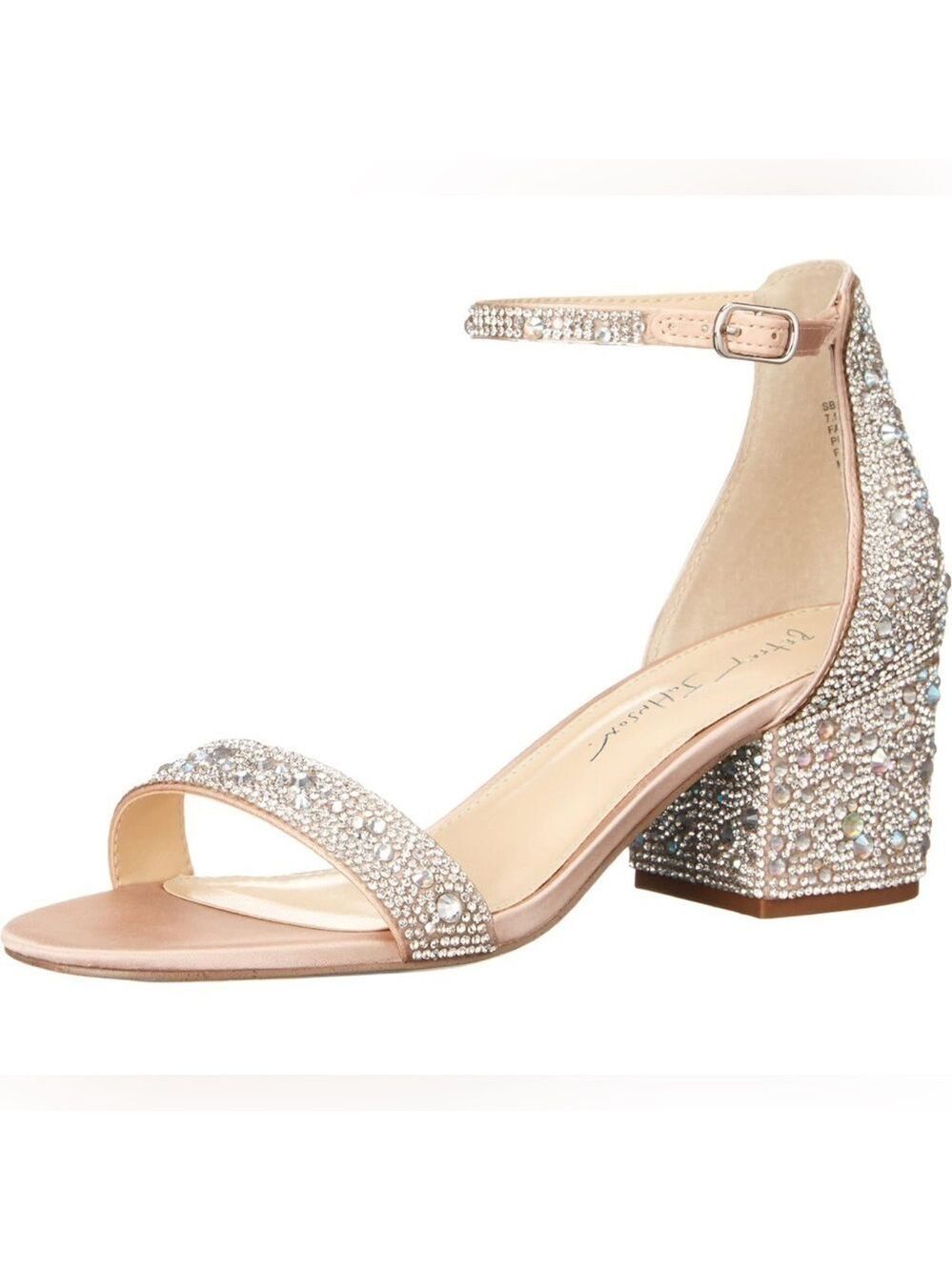 Betsey Johnson Women's Mari Block Heel Evening Sandals in Champagne. Size 8.5
